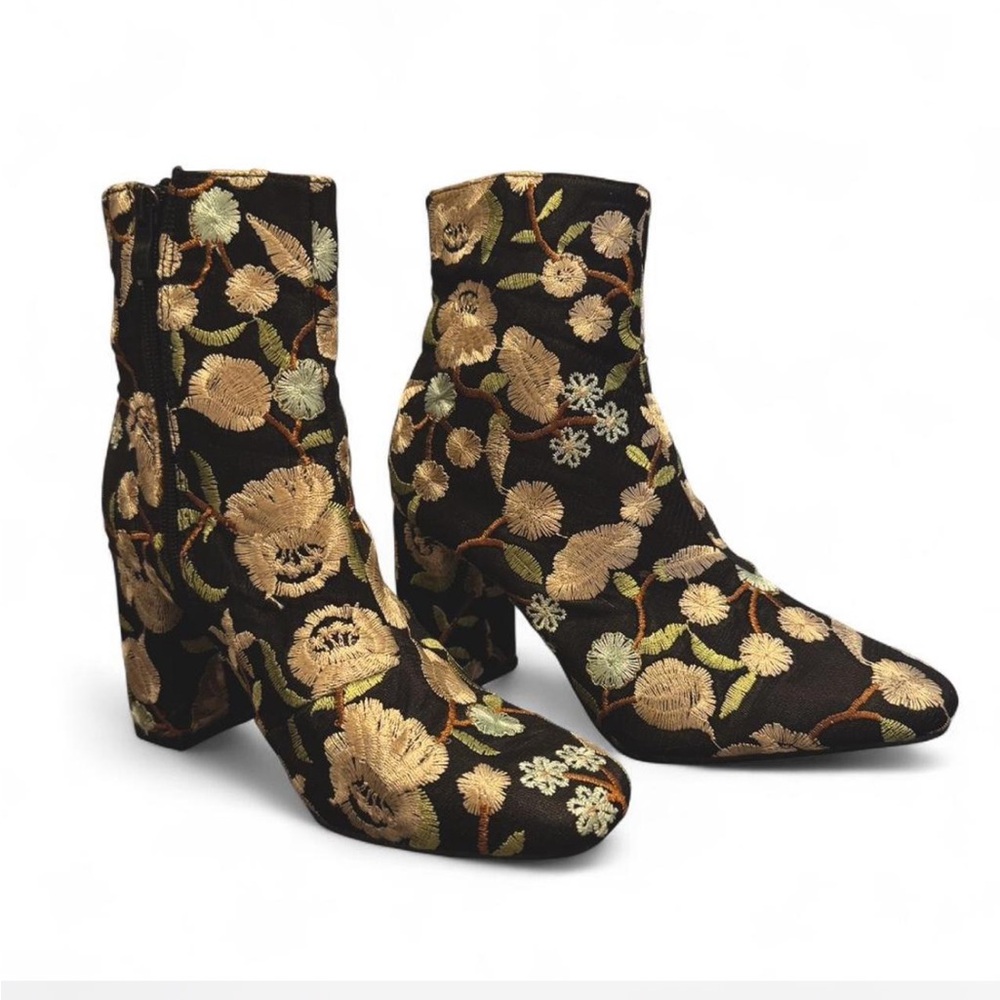 Public Desire - Cleo Floral Embroidered Ankle Bootie